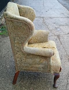 1920s Cabriole Leg antique Wing Chair 31w 46½h 28d _4.JPG